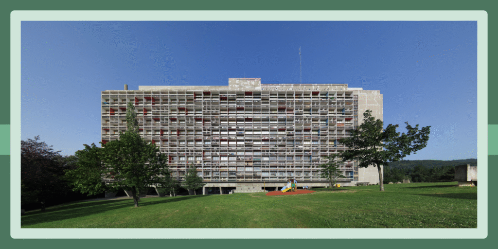The Unité d’Habitation in Marseille, a modernist housing block designed by Le Corbusier in 1952.