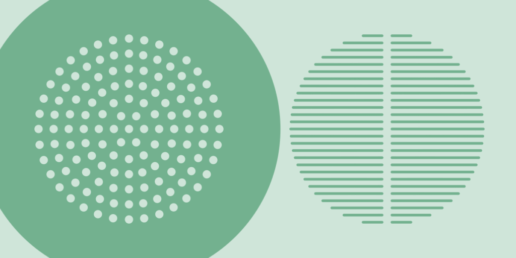 Minimalist green geometric circles inspired by Bauhaus and Rams’s design language.